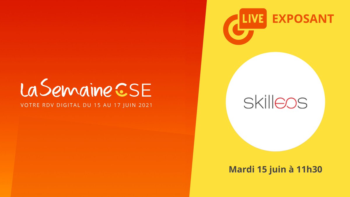 SalonsCE&FranceCE (@salonsce) on Twitter photo Découvrez une expérience de cours en ligne pour tous vos salariés et leur famille.
Retrouvez ce LIVE animé par Skilleos à l'occasion de la semaine CSE mardi 15 juin à 11h30
Incriptions 👉 app.meltingspot.io/s/e499ac4f-634… Découvrez une expérience de cours en ligne pour tous vos salariés et leur famille.
Retrouvez ce LIVE animé par Skilleos à l'occasion de la semaine CSE mardi 15 juin à 11h30
Incriptions 👉 app.meltingspot.io/s/e499ac4f-634…