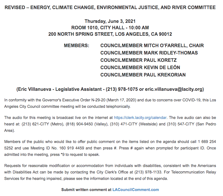 THURS 10am @LACityCouncil Climate Change Environmental Justice mtg #ClimateChange #savetheplanet #ValleyGeneratingStation #StormwaterControl @LAZoo #solarpower #GreenNewDeal @LA_NCSA #energystorage #STAP @BSSLosAngeles #healthysoil #watercapture #carbonsequestation #cleanwater