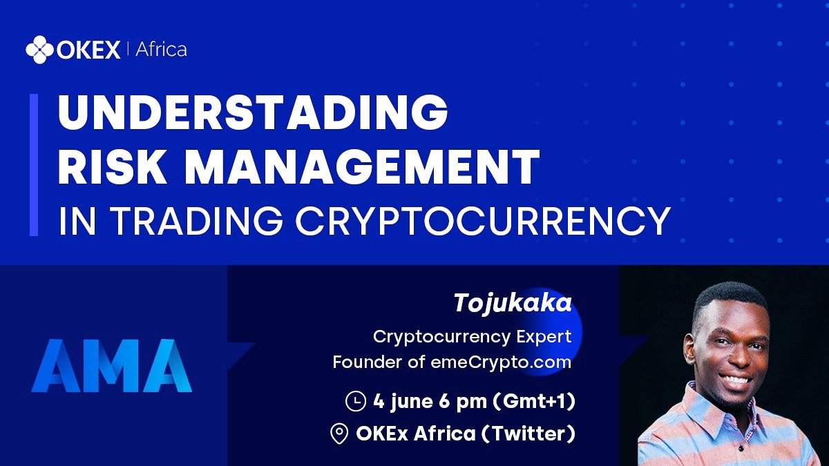 okxafrica's tweet photo. 📣 Join our next #OKExAMA on the topic "Understading Risk Management in Trading cryptocurrency"
🎙Guest: @toju_kaka , CEO https://t.co/xXl7Jq3IEg
⏰Date: Saturday June 4th 2021, 6pm (Gmt+1)
🏠Location: OKEx Africa (Twitter)
#N500 #CryptoNews #Nigeria #data Data Analysis https://t.co/wqqEpOMu1s