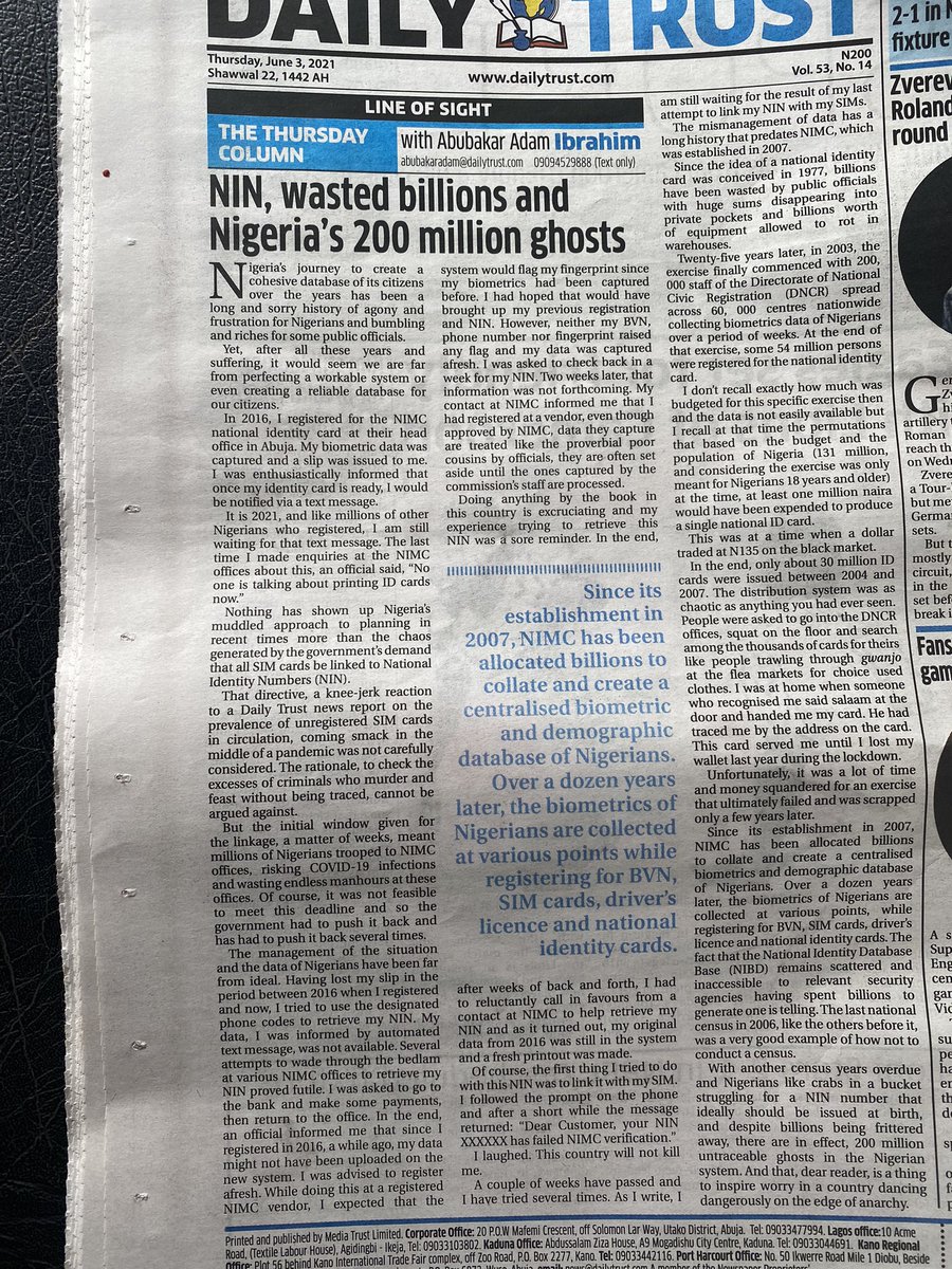 Arewagirl's tweet photo. @nimc_ng @daily_trust  So we did not tell a lie! NIN WASTED BILLIONS https://t.co/s548sed0f5