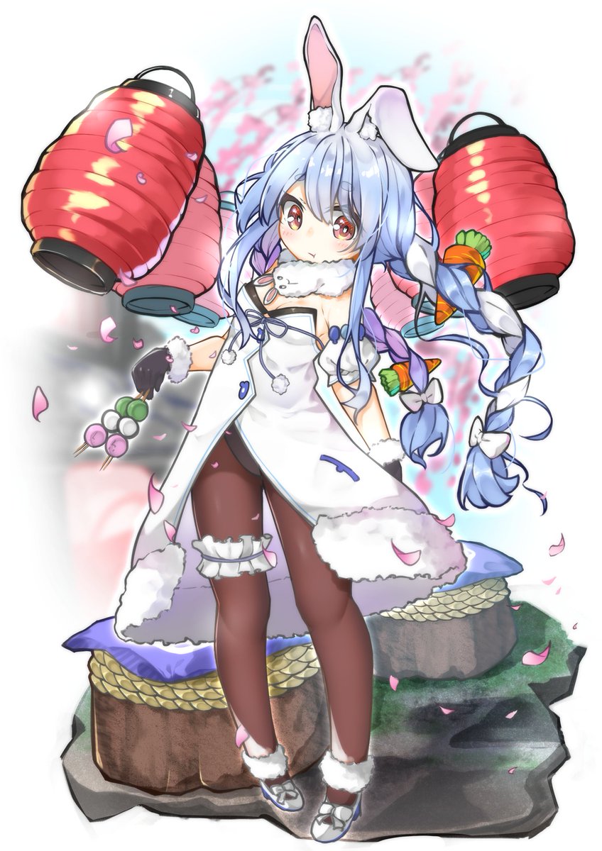 兎田ぺこら 「#ぺこらーと
うさぎと団子🍡

150万人おめでとうございます🎉🎉 」|溶けたここア☕️Skeb募集中☕️のイラスト
