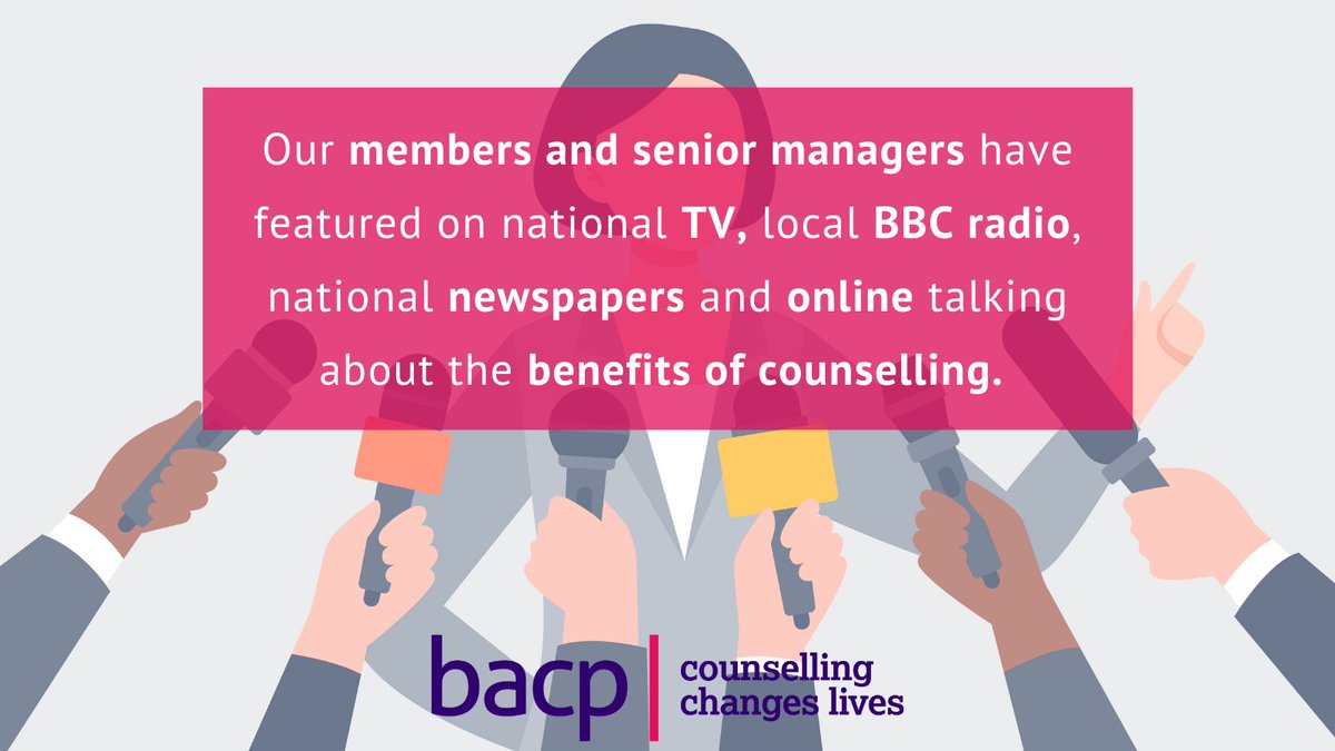 BACP's tweet photo. Our members in the media🎙️ 

#MentalHealthAwarenessWeek and the continued impact of the pandemic were among the subjects our members have been talking about last month 💚 

🔗 https://t.co/NGGfyWRnH0 https://t.co/0KVBxheq1B