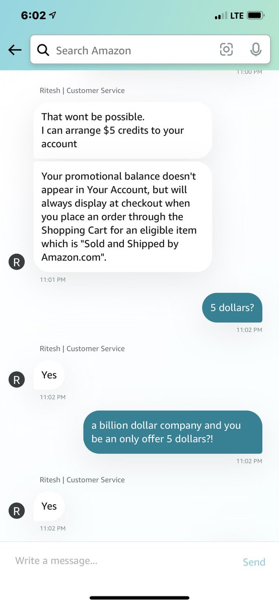 AMMSSSGGGG's tweet image. So all the money @amazon makes they’re only giving out 5 dollars when THEY mess up. All the times I should have complained but didn’t. Better believe I’m complaining EVERY TIME they mess up!!!! And you can’t even use the 5 dollars on anything….😤