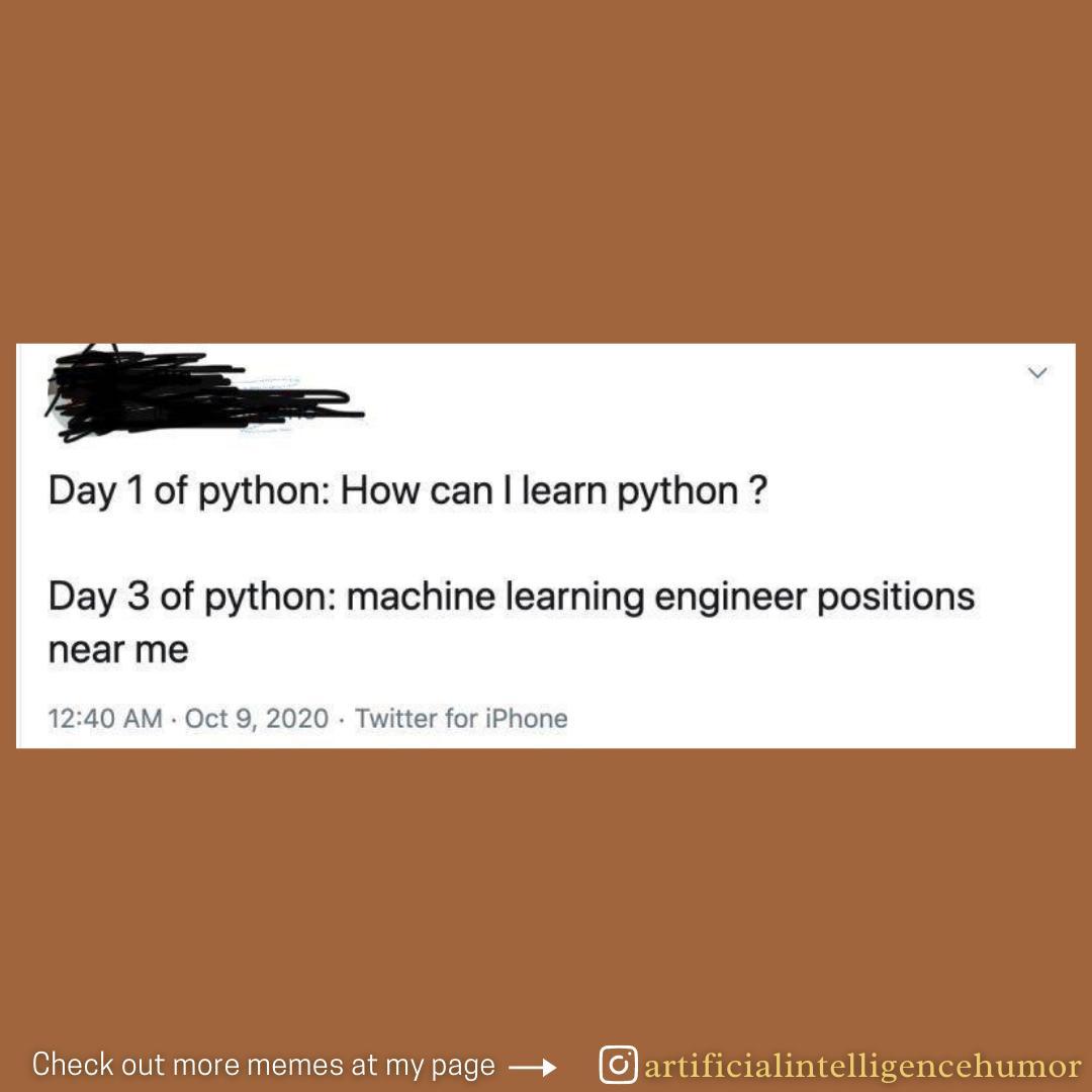 insideaiml's tweet image. Confidence After Print Hello World = (Blast Emoji)
๐จ Like ๐๐ป Share ๐ Follow ๐ฅ for more ๐จ โ
#programmingisfun #viralmemes #funnycoder #artificialintelligencehumor #datascientist #codelife #coderlife #code #codinglife #programmer