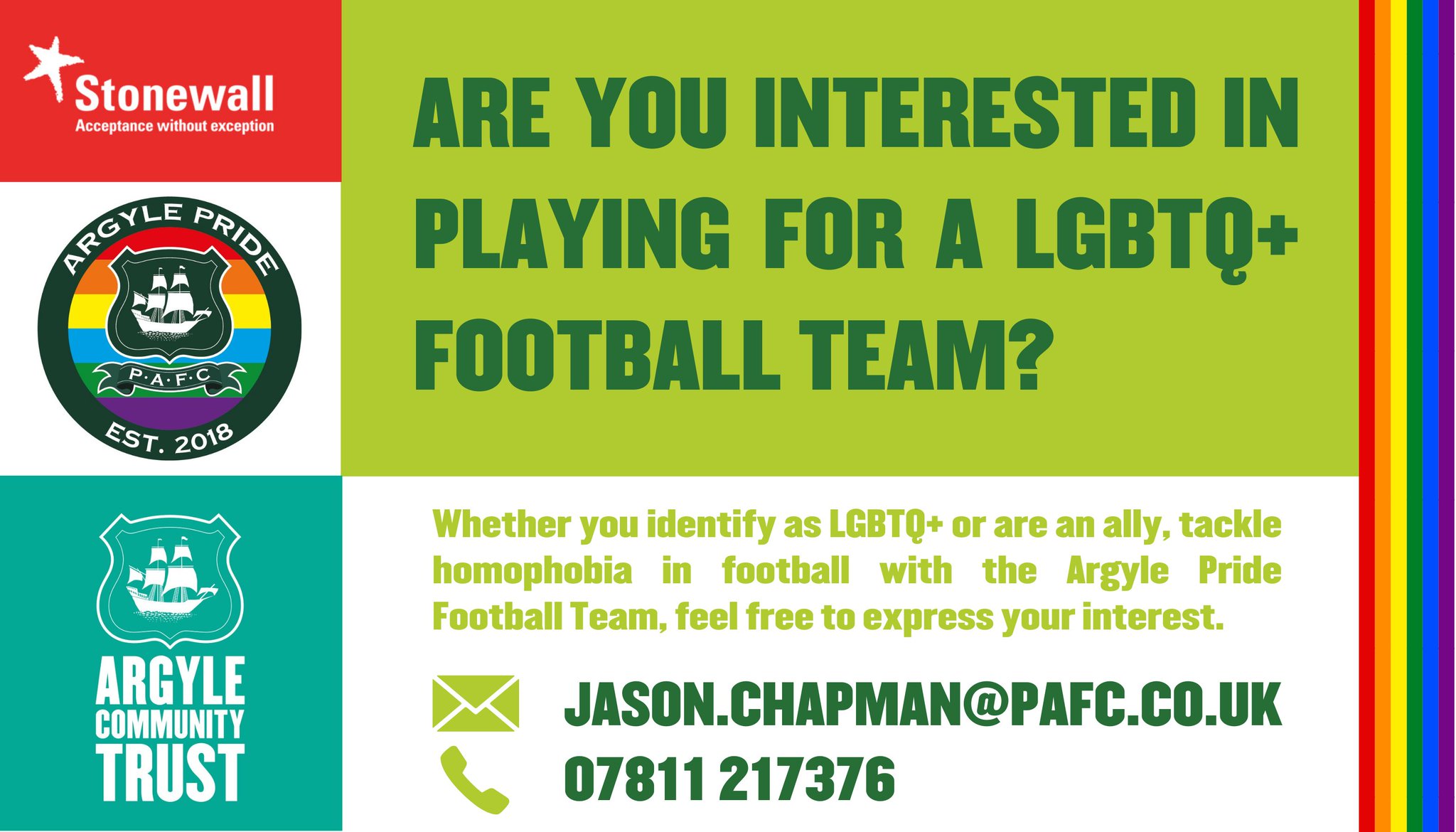 Argyle Community Trust on Twitter "🏳️‍🌈⚽️ Are you interested in