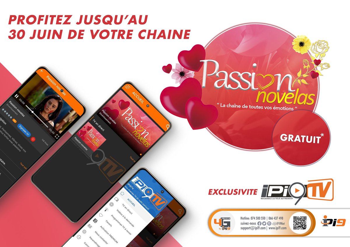 Retrouvez mille et une sensations sur votre chaîne adorée via <a href="/iPi9TV/">iPi9TV</a> jusqu’au 31 Juin 2021. 
Avec Passion novelas, vivez mille émotions !
Téléchargez dès maintenant iPi9TV depuis Google play store : 
play.google.com/store/apps/det…...
#iPi9TV #iPi9 #Web7 #Streaming #ApplicationMobile