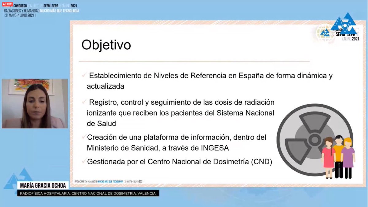 SocEspPR's tweet photo. Nuestra socia, María Gracia Ochoa, Radiofísica del CND (@INGESAnidad), presenta el proyecto nacional del Banco Nacional de Dosis a Pacientes en el 7º Congreso conjunto @congSEFMSEPR . En unos minutos empezará el turno de preguntas.
#sefmsepr2021 #YoSePR
https://t.co/XyYPzjFXfC https://t.co/P9p5iwWE7p