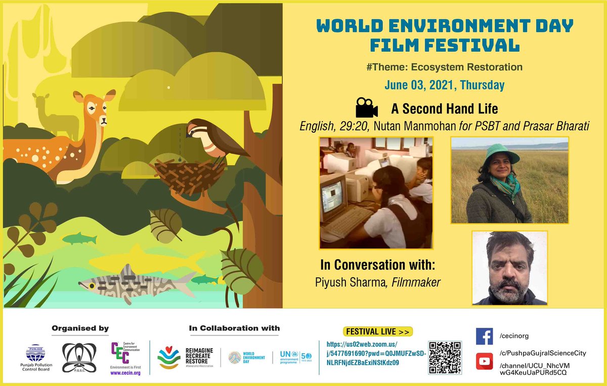 IND_CEC's tweet photo. WORLD ENVIRONMENT DAY FILM FESTIVAL 2021 will streaming “A Second Hand Life”, the film that compelled lawmakers to revise India’s e-waste laws. Join us @ 4 Pm IST https://t.co/ZKw7wahnGy
Or
https://t.co/okcKdl7VtN
#EcosystemRestoration #WED2021 #Youth4Environment #Youth4Climate https://t.co/CcIfyu6YEb