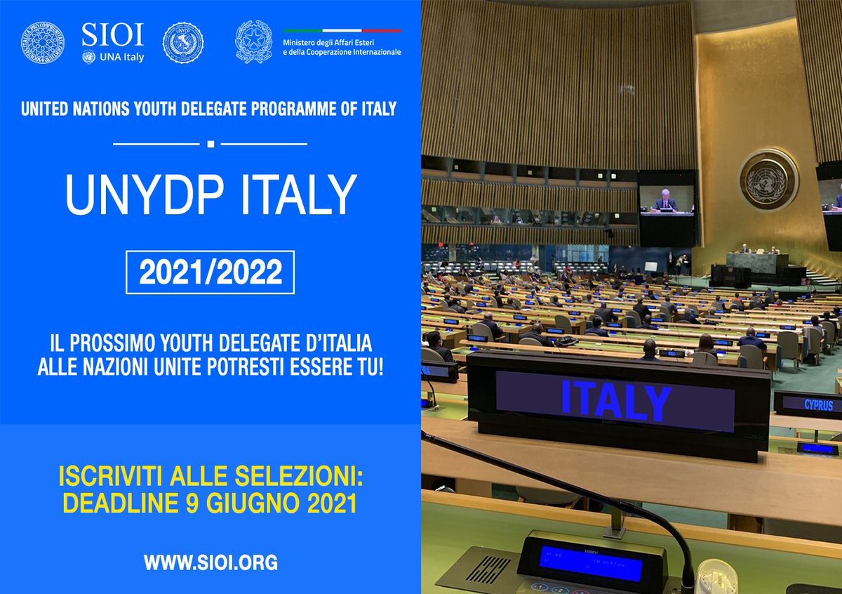 Ultimi giorni per candidarsi a diventare rappresentanti dei giovani italiani presso @UN: UNYDP è aperto fino al 9 giugno
informagiovaniroma.it/estero/opportu…
@SIOItweet