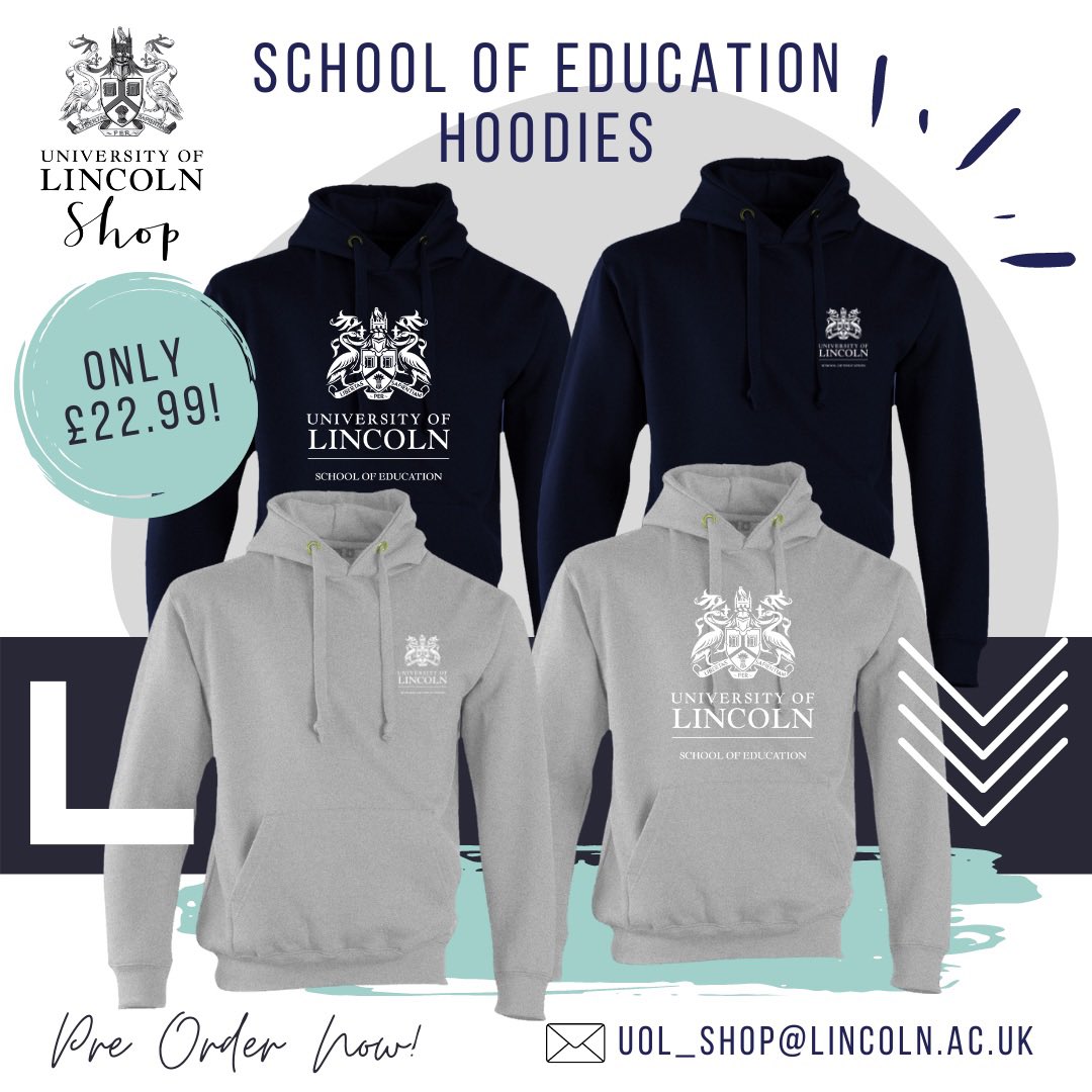 Go check out the @unilincoln online store to Pre-Order your School of Education branded hoodie now! @UoL_CSS @UoLSC @UoLEdSoc @UoLApplicants @LincolnOpenDay store.lincoln.ac.uk/product-catalo…