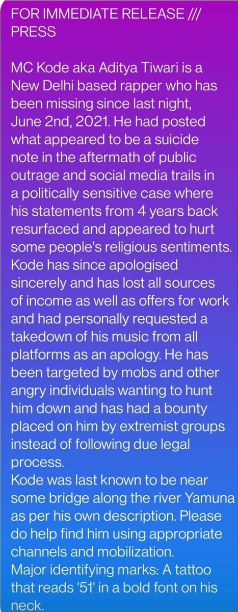 VibhuGroverr's tweet photo. Amplify within your media contacts! Tag @DelhiPolice in all your tweets. #SAVEMCKODE #FINDKODE https://t.co/JtXBuiAN9C