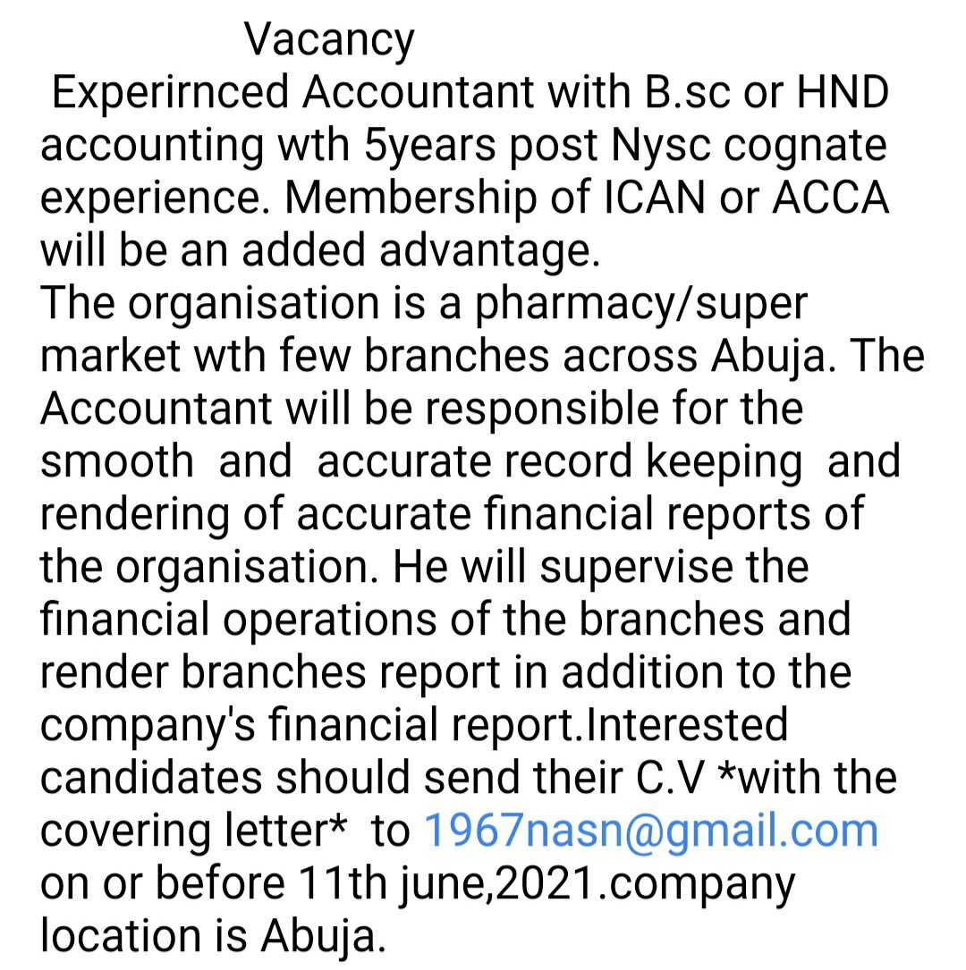 OYAfoundation's tweet photo. #charteredaccountant #accountant #internalcontrol #accountmanager #internalaudit #senioraccountant #auditsenior #accountofficer #abuja #lagos #Jobs https://t.co/N35wj9p5wY