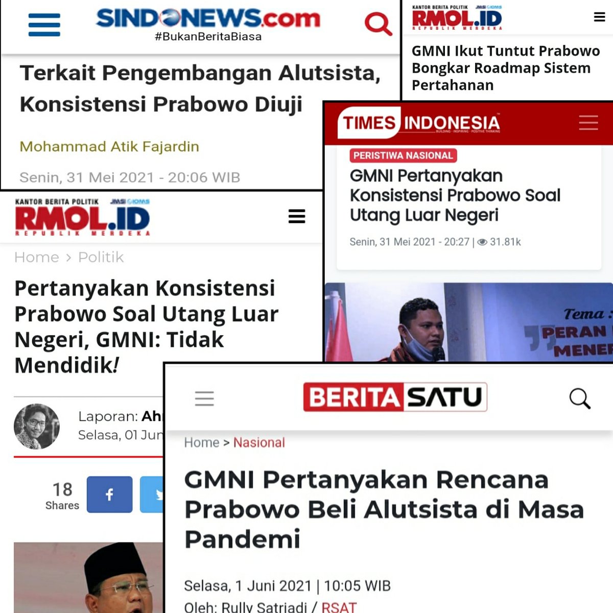 Rencana Menteri Pertahanan, Prabowo Subianto, yang ingin mengambil utang luar negeri mencapai Rp 1.760 triliun untuk membeli sejumlah alat utama sistem persenjataan (alutsista), dikritik GMNI.

nasional.sindonews.com/read/442680/14…

politik.rmol.id/read/2021/06/0…

<a href="/jokowi/">Joko Widodo</a> <a href="/DPR_RI/">DPR RI</a> <a href="/Kemhan_RI/">Kemhan RI</a>