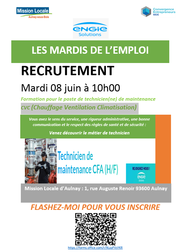 MLAulnay's tweet photo. ⚠️ Alerte session de recrutement ⚠️
Une formation pour le poste de "Technicien de maintenance" avec @ENGIEgroup  !
Rendez-vous ici pour vous inscrire 👉 https://t.co/KzQpZer5cZ https://t.co/D8MoaZ9Rpd