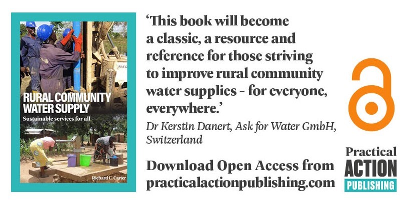 PracticalAnswer's tweet image. Without changes in focus, know-how, & resources, many rural households will struggle for daily water supply in 2030 & beyond. Richard Carter's NEW #openaccess book identifies technical & non-technical factors needed to improve rural #water supply systems
practicalactionpublishing.com/book/2556/rura…
