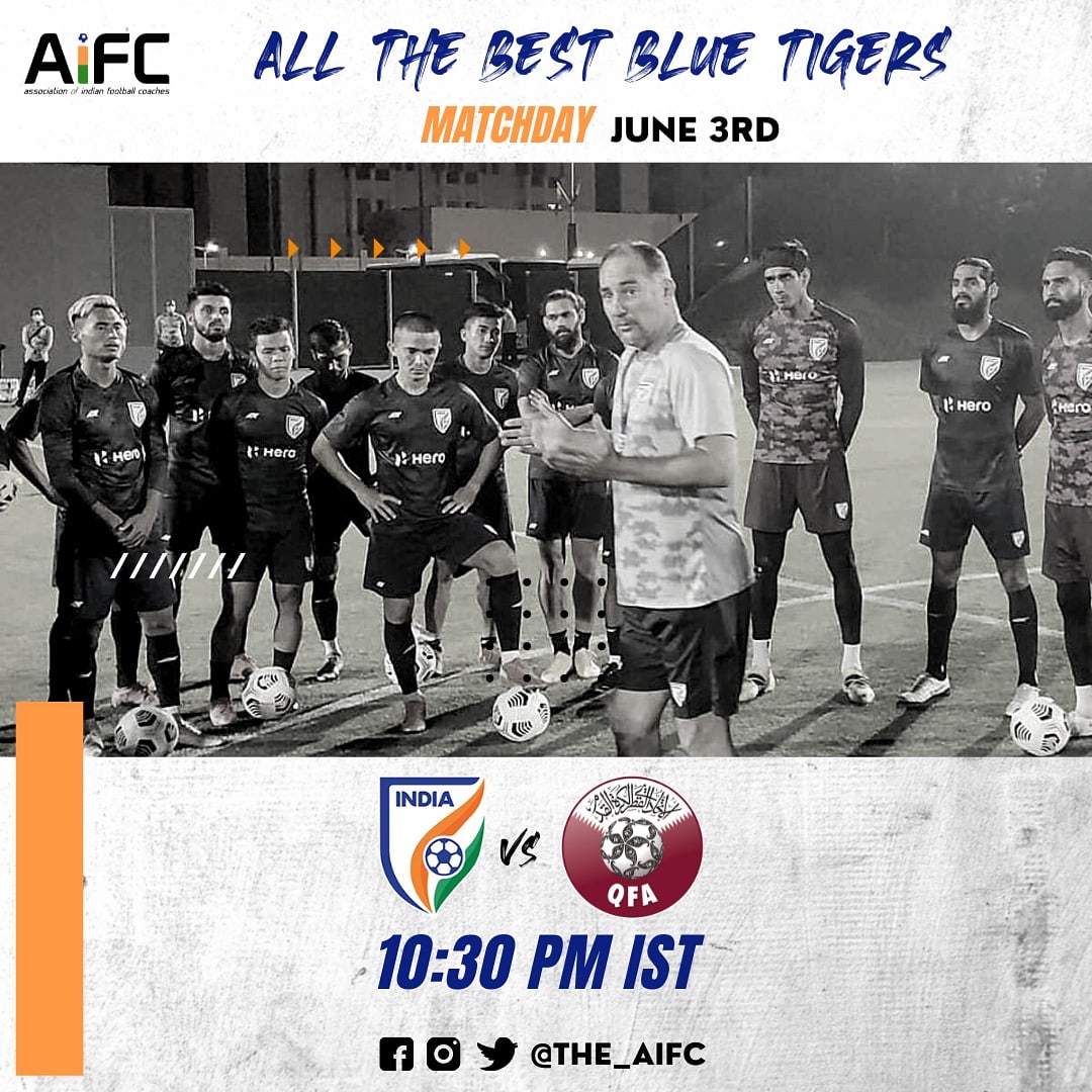 theaifc's tweet photo. Our Best Wishes with @IndianFootball for their qualifiers game against Qatar today. ⚽💙

#backtheblue
#bluetigers
#indianfootball
#AIFC https://t.co/b8gDWK4Erg