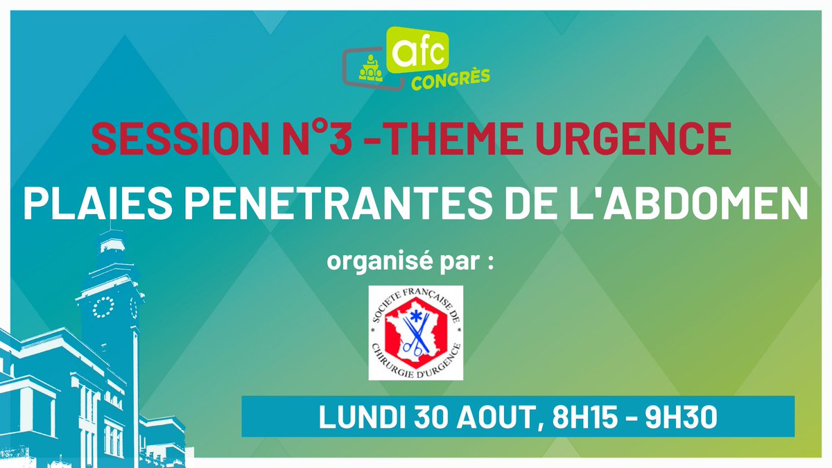 🔎 Zoom sur la session Plaies pénétrantes de l’abdomen, organisée par la Société Française de Chirurgie d'Urgence avec Abba Julio (Grenoble), Thierry BEGE (Marseille) et Vincent Dubuisson (Bordeaux). 

Programme complet et inscription : lnkd.in/dFEQr35

#urgence