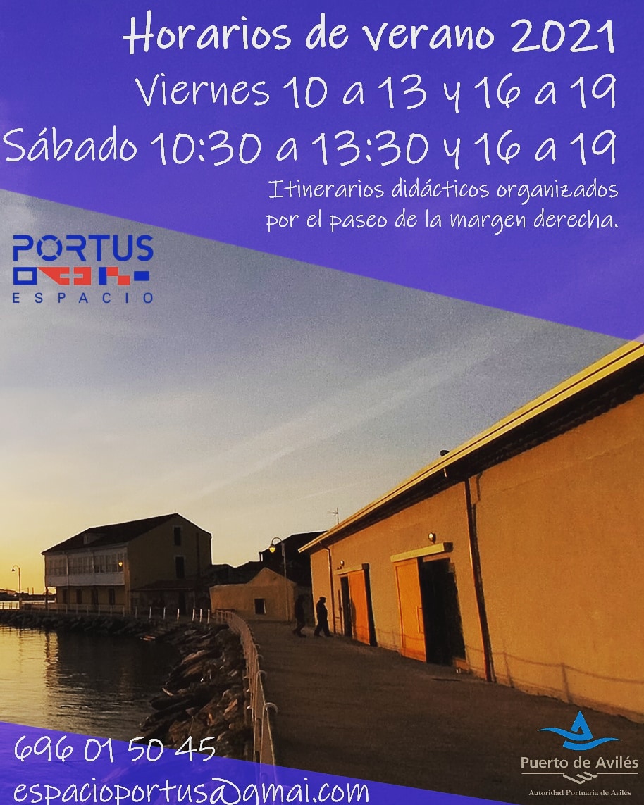 📢📢El verano 2021 está al caer en <a href="/EspacioPortus/">Espacio Portus</a> del Puerto de Avilés 📢📢

Para poder atender a todos nuestros visitantes y amigos, ampliamos nuestros horarios y días de atención al público para los meses de JUNIO, JULIO y AGOSTO