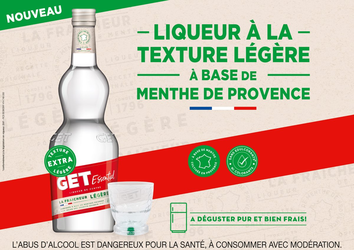 ARC_Crea_Design's tweet photo. Pour le lancement de sa nouvelle référence GET ESSENTIEL, à la texture extra légère et à base de Menthe de Provence, ARC CREATION DESIGN accompagne le leader des liqueurs avec la création d’un visuel frais et coloré, pour un produit iconique synonyme de convivialité. https://t.co/jDsucwSZTa
