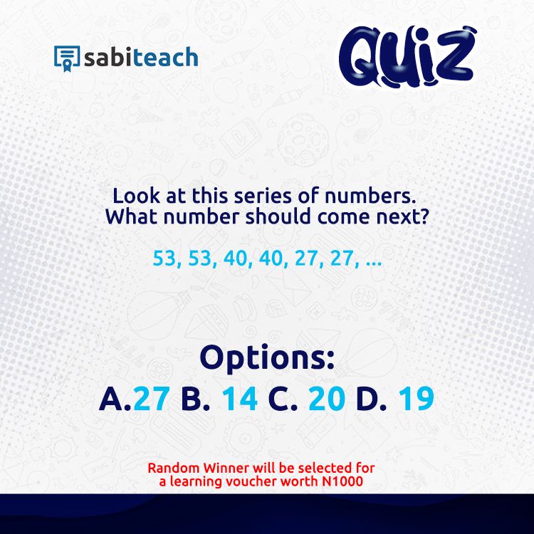 sabiteachers's tweet photo. Question of the day.
Leave your answer in the comment section and stand a chance of winning a learning voucher worth N1000 .
Let’s go 🕺🏾
.
.
.
.
#learninggifts
#questionsandanswer
#quiz https://t.co/H4EifozNjV