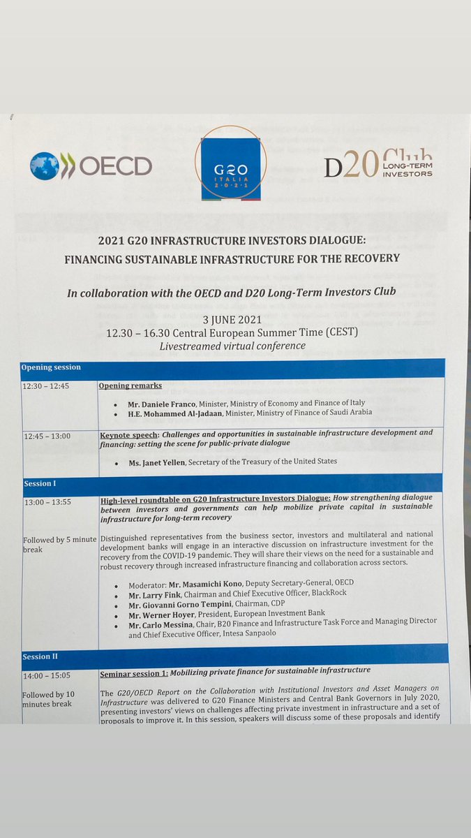 dalnahdy's tweet photo. Interesting panelists during #G20 infrastructure investors dialogue discussing the crucial importance of #ppp in the #logistic sector and how to insure #sustainability and promote #innovation that is #environmentaly friendly through aggressive R&amp;D #circulareconomy #smartcities https://t.co/tq9ihPZUbw