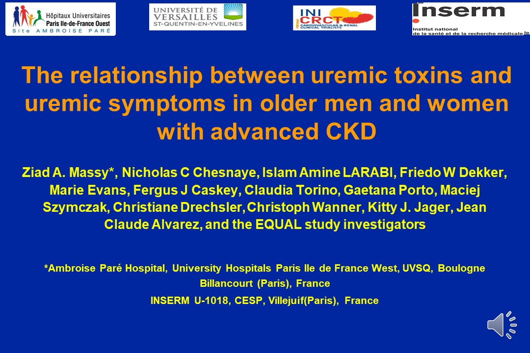 Don’t miss Ziad Massy’s presentation on “Uraemic symptoms and uraemic toxins in the EQUAL study” – Symposium 0.2 – Hall Helsinki. Discover the Scientific Programme https://t.co/yHvkA0et0N #ERAEDTA21 https://t.co/DfwYtotNuB