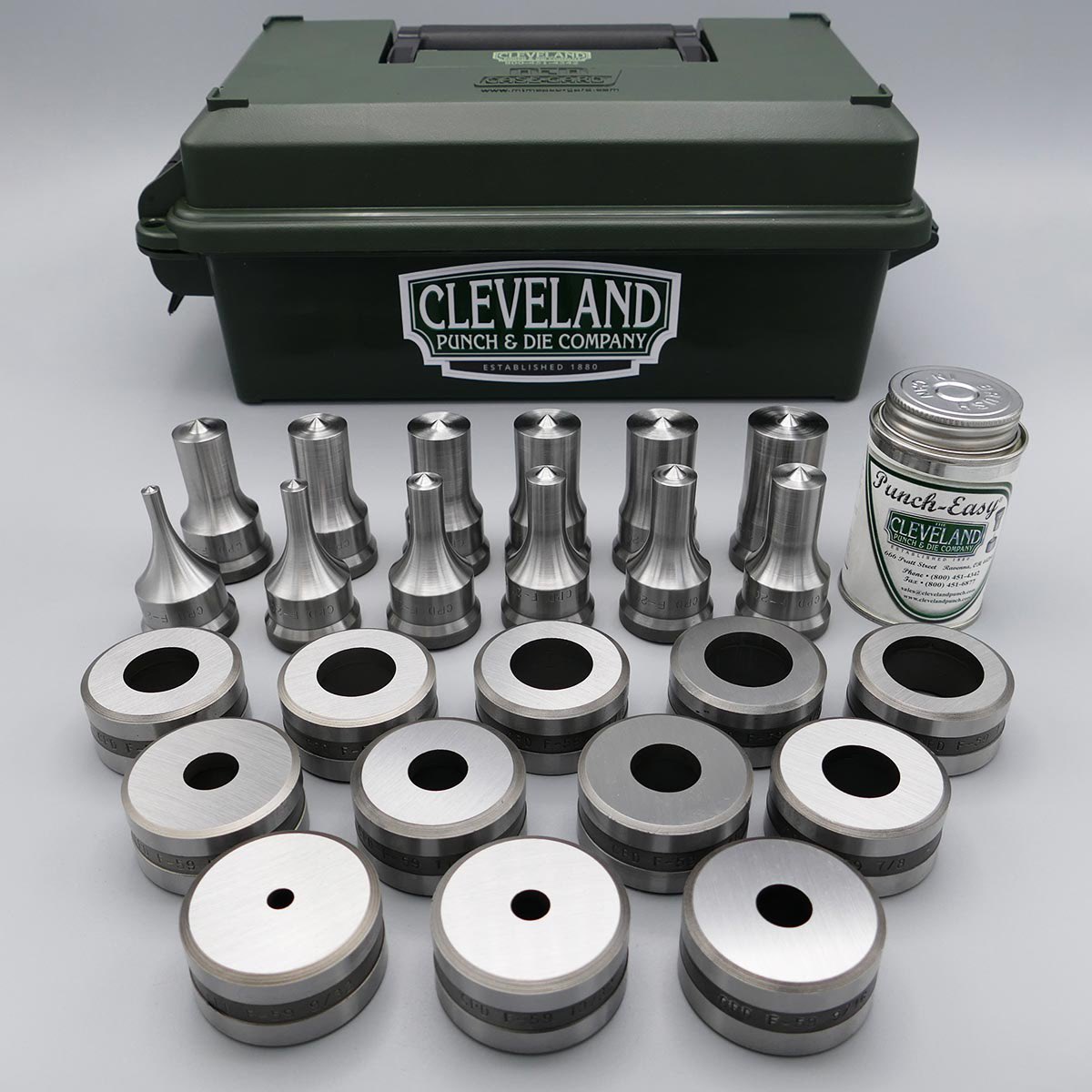 ClevelandPunch's tweet photo. Punch &amp; Die Sets!! Looking to replace worn out tooling? Or looking for a start up set of punches and dies? We’ve got you covered! The following sets are available for purchase on our website:
-CPDS0002 F16/F55 set
-CPDS0008 F16/F59 set
-CPDS0003 F20/F59 set
-CPDS0009 F26/F62 set https://t.co/KxC3DOMrVp