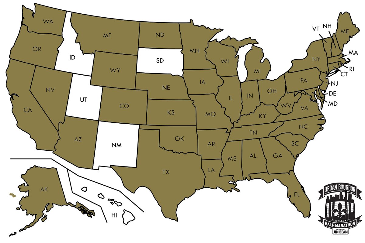 UrbanBourbonHM's tweet photo. Weβre closing the gap. We now have runners from 45 states. Come on #Idaho, #Utah, #NewMexico, #SouthDakota and #Hawaii runners.
#UBHM #EatSleepRunRepeat #RunRunRun #RunnersLife #RunningIsMyHappyPlace https://t.co/YzXLiOkSOE