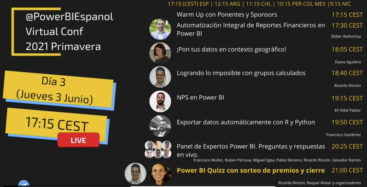 ambynet's tweet photo. ¡Que ya casi estamos! #PowerBIEspañol !! 👏👍💪
#PowerBIVirtualConf, día 3 con cartel de lujo, panel, @powerquizzesp y montones de premios🎉🎊🕺💃#SomosPower #SomosComunidad @MSPowerBI
#eventazo https://t.co/JRvz0guDbe ⏱️🧐🤗 https://t.co/ylKLIh6Qa0