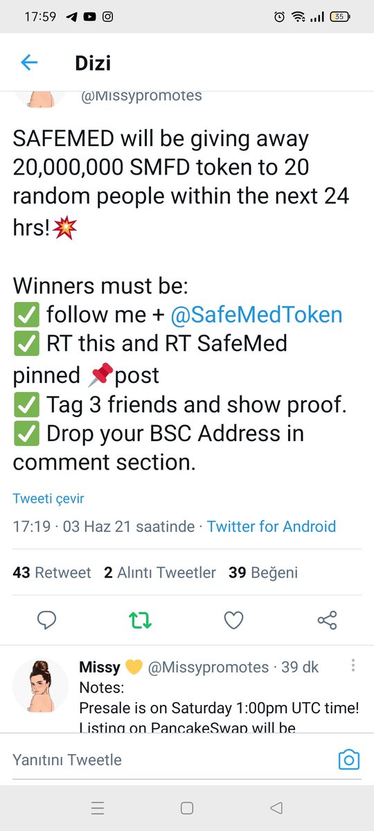 BossKripto's tweet image. Go to mooon @SafeMedToken #smfd 
@AirdropStreetTR @farkettirmeden @Gokhan1067 

0x1DA44837990573633c0AF67F1f3e30275f1ad920