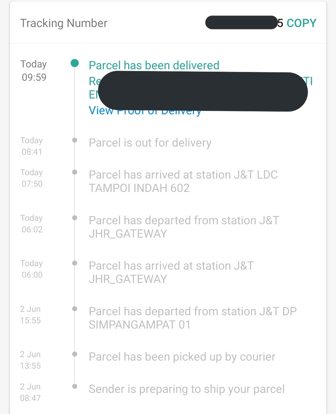 Twitter 上的 Sarah Engkuskin 2 Parcel Has Been Picked Up By Courier Maksudnya Seller Dah Drop Off Dan J Amp T Dah Scan Parcel Status Parcel Pun Dari To Ship Jadi To Received
