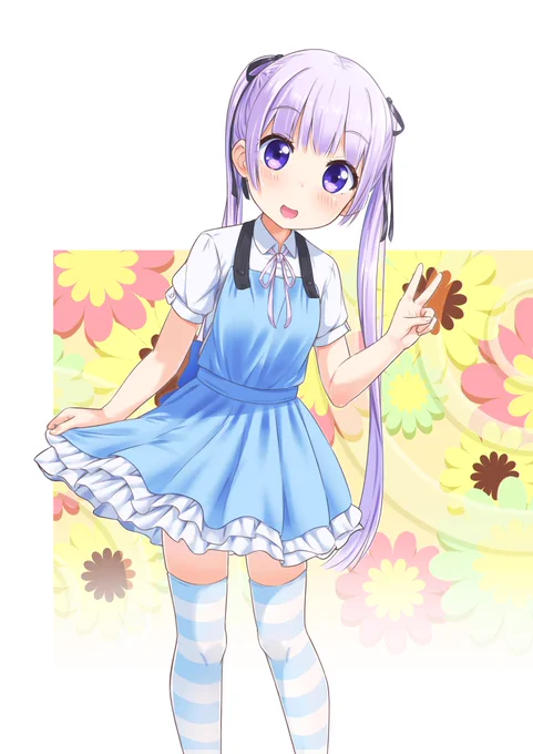 アニメアイキャッチ衣装の青葉描いてみました!見えない部分が多かったのでオリジナル要素強めです!これって元の絵あるんでしょうか。#ニューゲーム#涼風青葉 