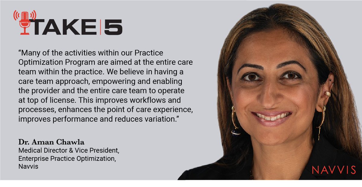 NavvisPopHealth's tweet image. Announcing the launch of our ‘Take 5’ Podcast. In our first episode, Dr. Aman Chawla provides 5 Take-Aways on successfully engaging physicians through the transition to #valuebased care. 

hubs.ly/H0Px8Jx0