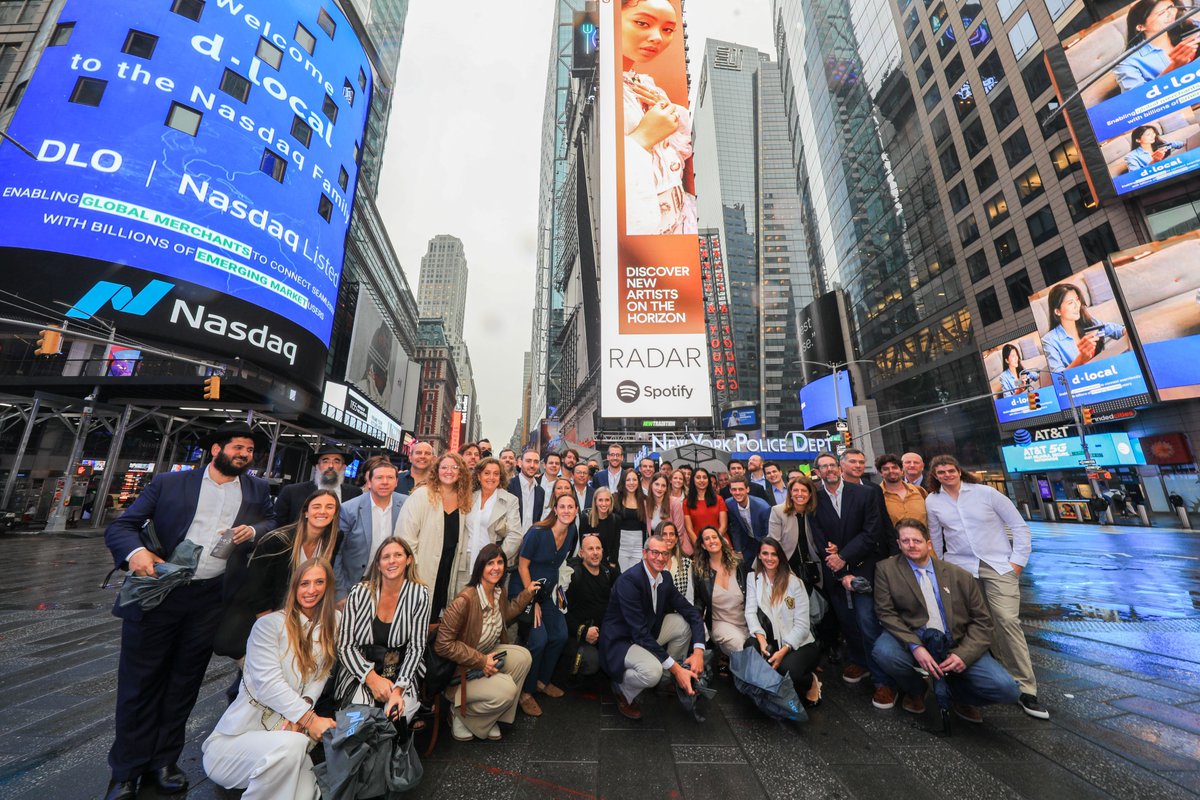 NasdaqExchange's tweet photo. Welcome to the @Nasdaq family, @dLocalPayments! 

With over 360 employees across 5 continents, #NasdaqListed $DLO is a technology-first payments platform enabling global enterprise merchants to connect with billions of consumers in emerging markets. #dlocalIPO 👏👏👏 https://t.co/LlnfVRJetH