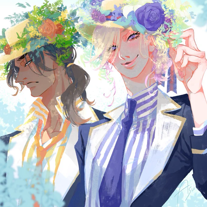 💐 Fourth of June 💐
レオヴィルのカレンダー企画へ寄稿したイラストでした!

#twst_625
#twst_BL 