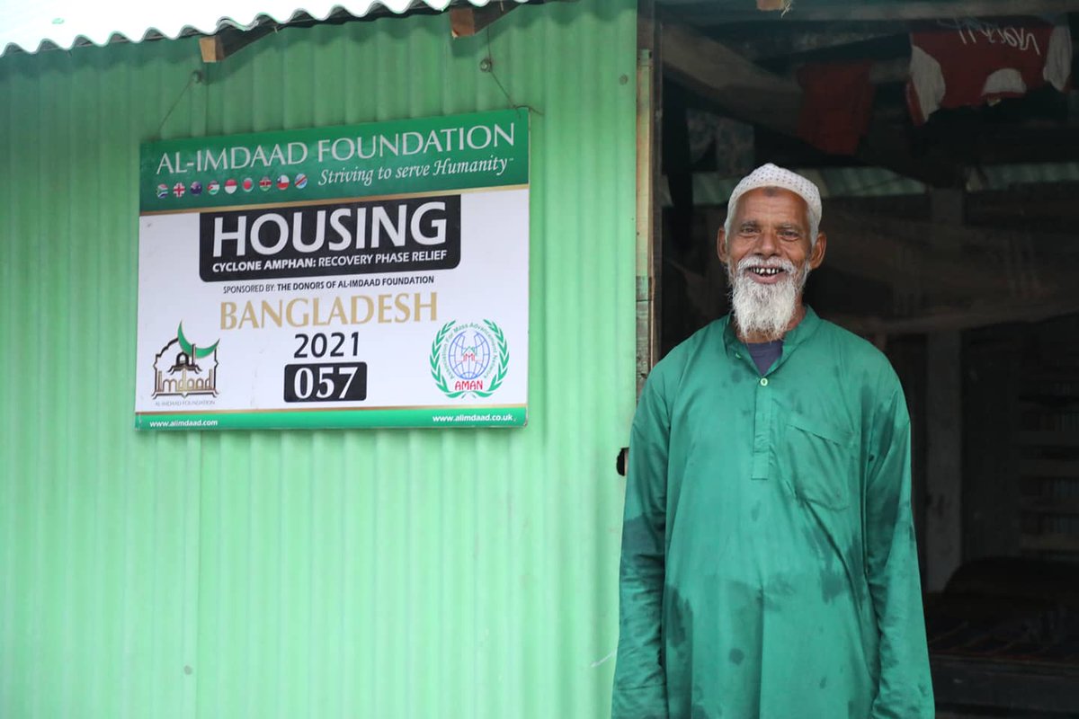 Alimdaad's tweet photo. Fifty newly constructed Cyclone resistant homes providing comfort to Bangladeshi families as part of the recovery phase of our response to last year's Cyclone Amphan.

#alimdaad #cycloneamphanrelief #housing #shelter #newlyconstructed #yourdonations #makingadifference https://t.co/gEVaszU7IY