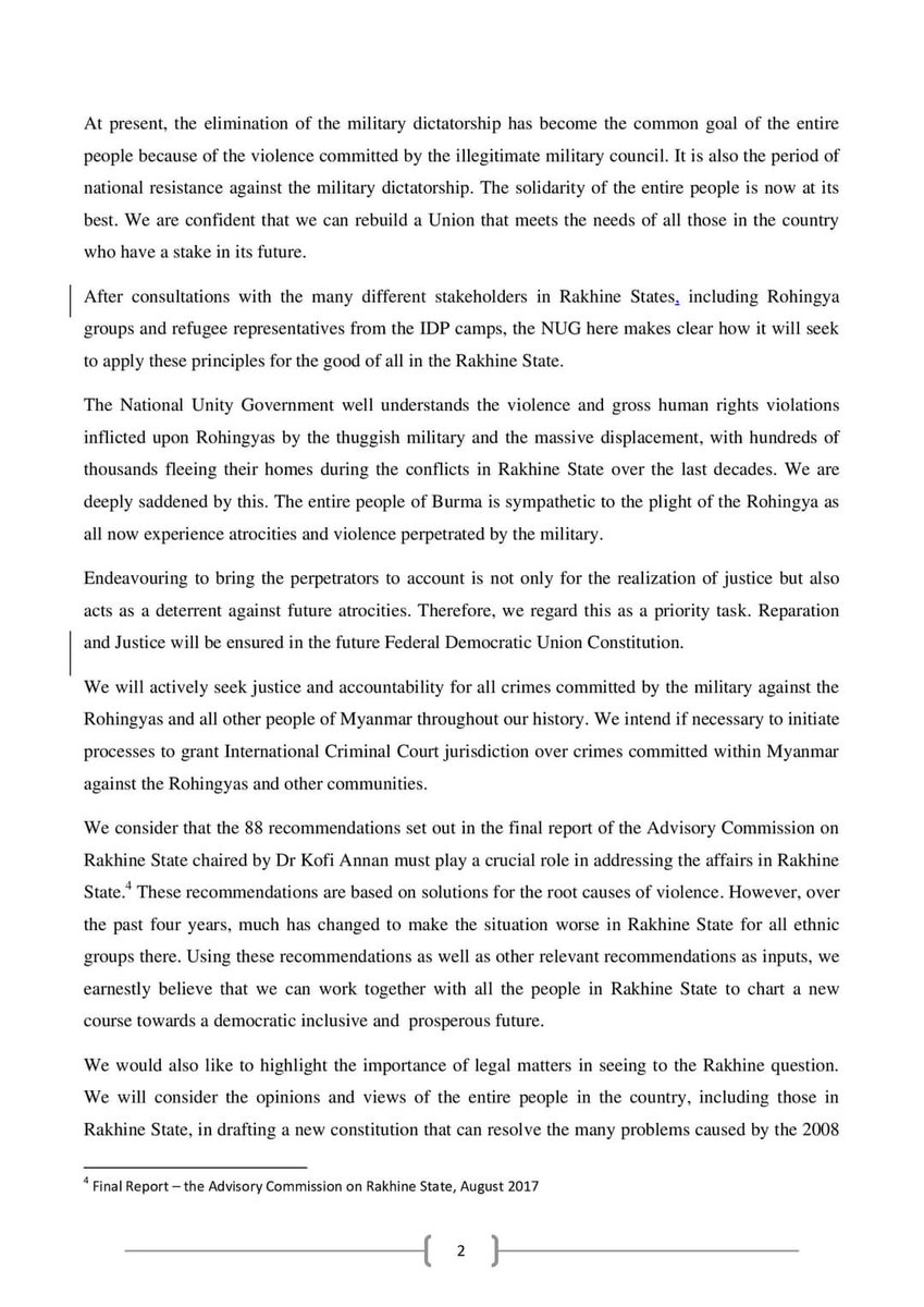 NUGMyanmar's tweet photo. The process of repealing &amp; amending laws such as the 1982 Citizenship laws by the new constitution will be beneficial in resolving the conflict in Rakhine State. 

This new Citizenship Act must base citizenship on birth in Myanmar or birth anywhere as a child of Myanmar citizens. https://t.co/wIKrxDntnP