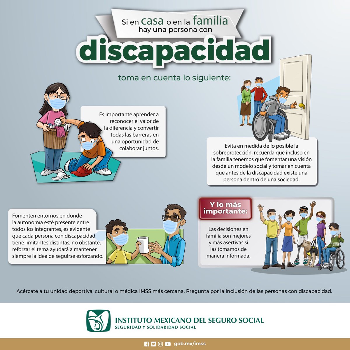 Las decisiones en familia son mejores y más asertivas si las tomamos de manera informada incluyendo a las #PersonasConDiscapacidad.  ♿🤝
