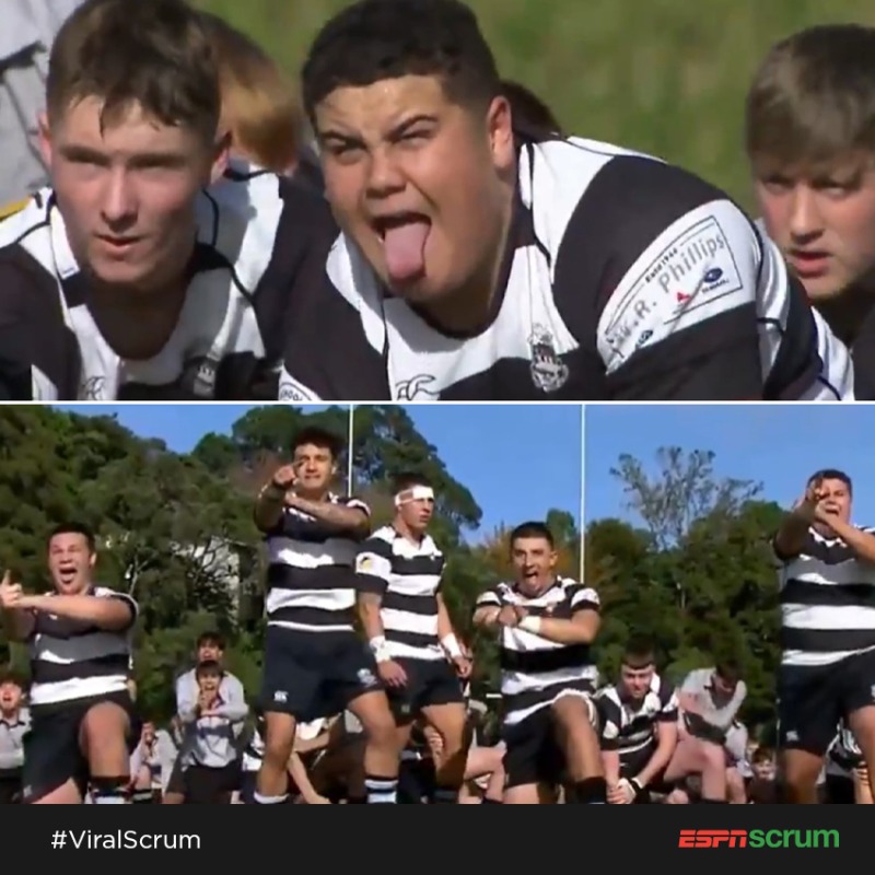 ScrumESPN's tweet photo. 😱😮 ¡Un Haka estremecedor! Son chicos de nivel colegial pero realizaron una de las danzas más espectaculares de los últimos tiempos en el partido entre #NewPlymouthBoysHighSchool y #StPatricksCollege... ¡y hasta el público aportó lo suyo! 👇
#ViralScrum