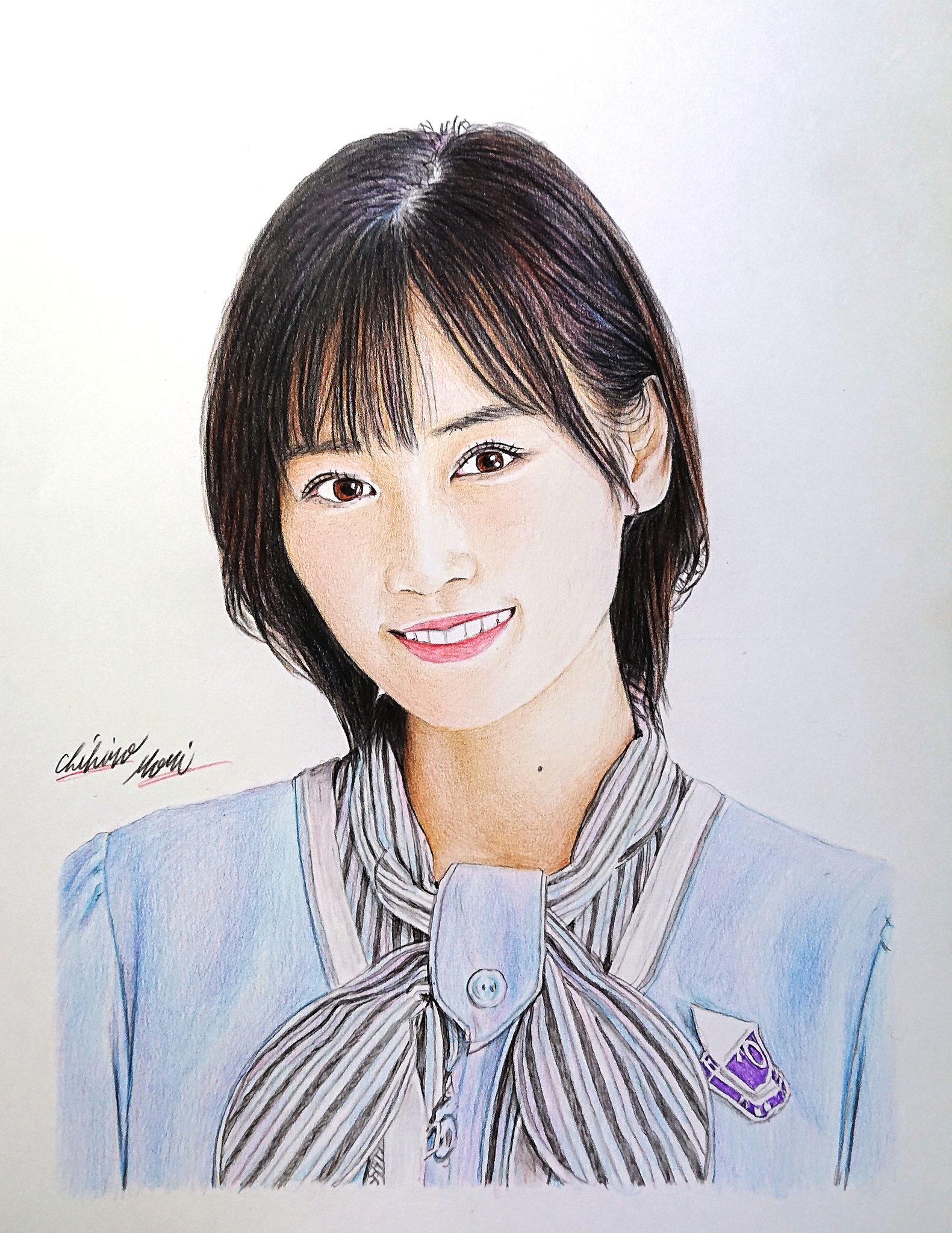 人物画　色鉛筆画 色鉛筆画 人物画 A4 原画 - メルカリ