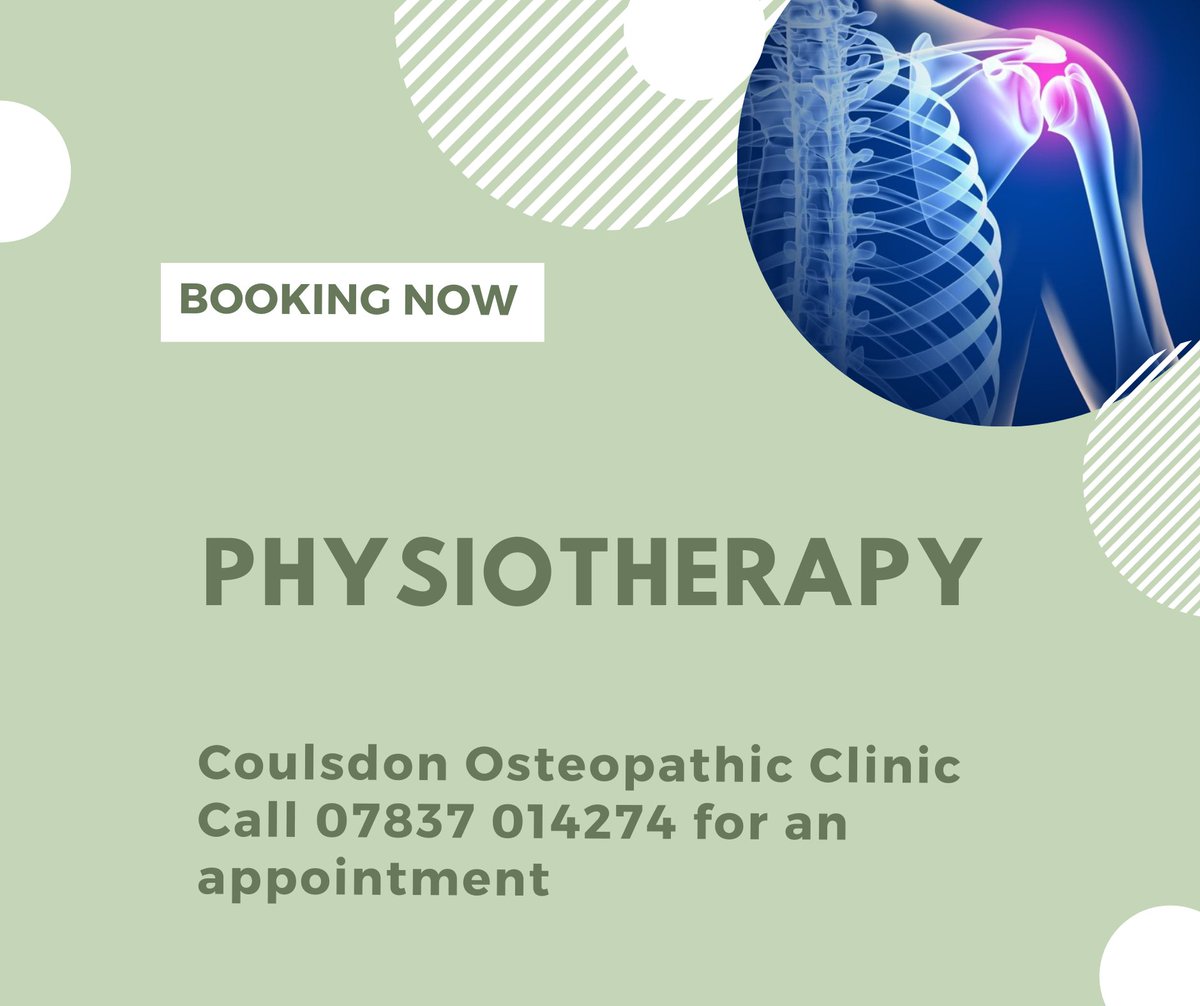 Need #Physiotherapy?  Our #Physio Areeba is available to see you at our #COULSDON clinic & will provide hands-on treatment and a treatment/exercise plan to help restore you to optimum health.
Call Areeba on 07837 014 274 for an appointment  #physiotherapy #Surrey #physiotherapist https://t.co/N8WvuNSqg6