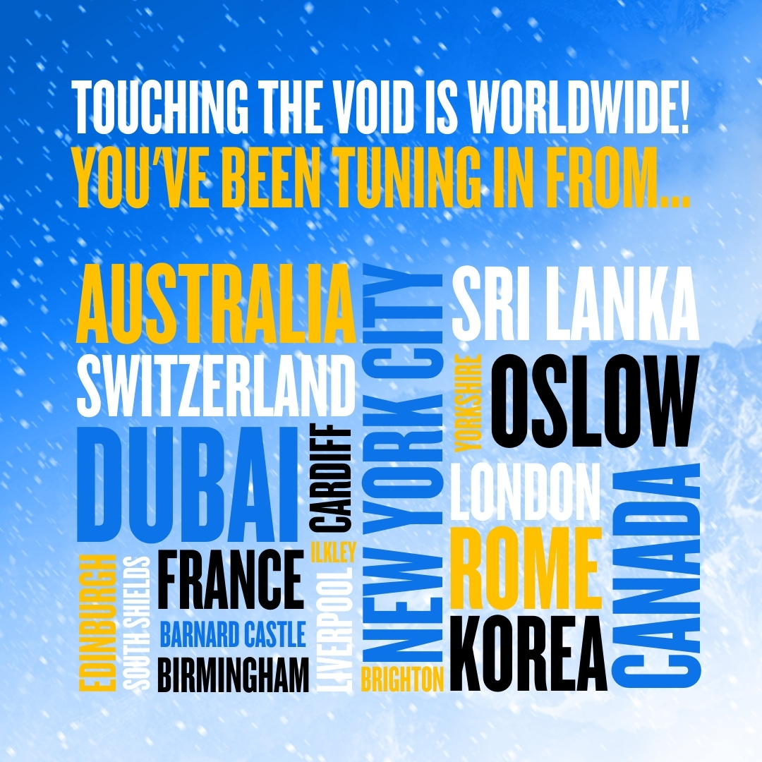 #TouchingTheVoid is GLOBAL 🌍
Wow! it's brilliant to see the range of locations you've all been tuning in from.
Let us know where you'll be watching for On Demand week
bristololdvic.org.uk/touching-the-v…
