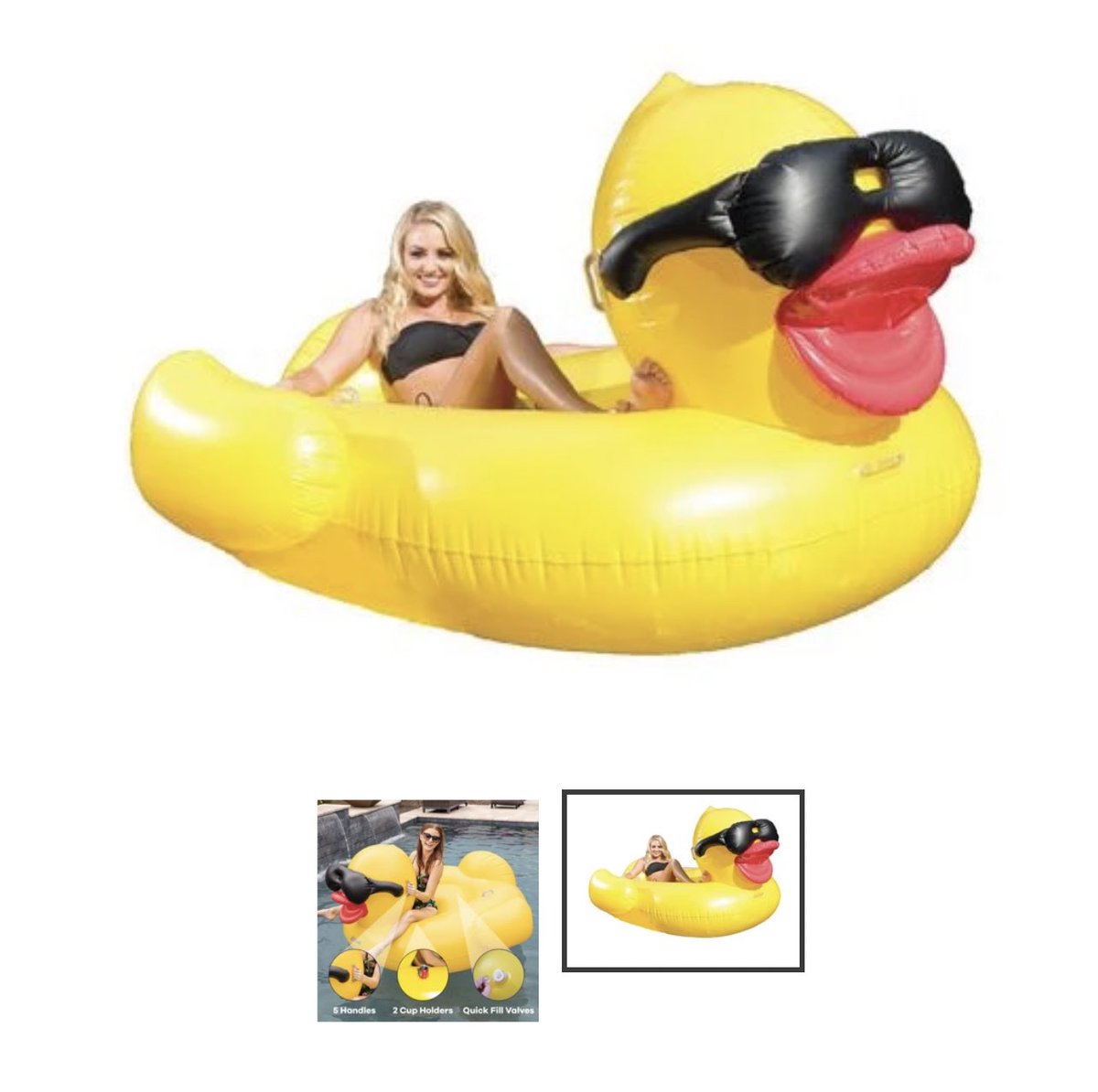kidsindistress's tweet photo. It may not *technically* be summer yet, but it's perfect pool and beach weather. Snag a float or GIANT 5 Foot Inflatable so you can be the coolest duck in town. 😎 https://t.co/QSDganP1up