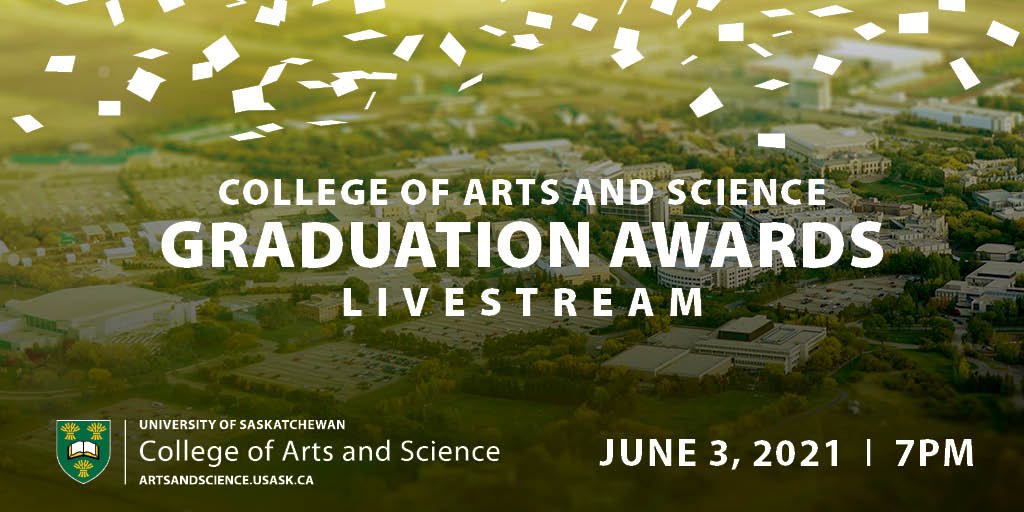 usaskArtSci's tweet image. Tonight at 7 pm, join us for an online event to celebrate our award-winning graduates! bit.ly/2SO5C5z #USask #USaskClassof2021 
@usask @UsaskAlumni @assuusask