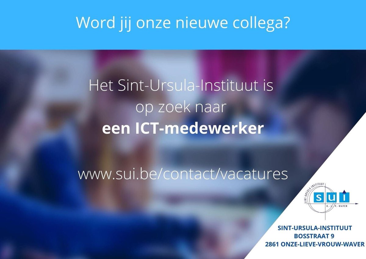DeVriendtEva's tweet photo. Gezocht:
Wil jij graag mee verantwoordelijk zijn voor het succes van digitale leermiddelen in de grootste iPadschool van Vlaanderen? Ben jij niet enkel een techneut, maar kan jij ook coachen en adviseren? Surf dan naar https://t.co/iWe2tmPSJw #digisprong #ipads https://t.co/k7u5Mh68r1