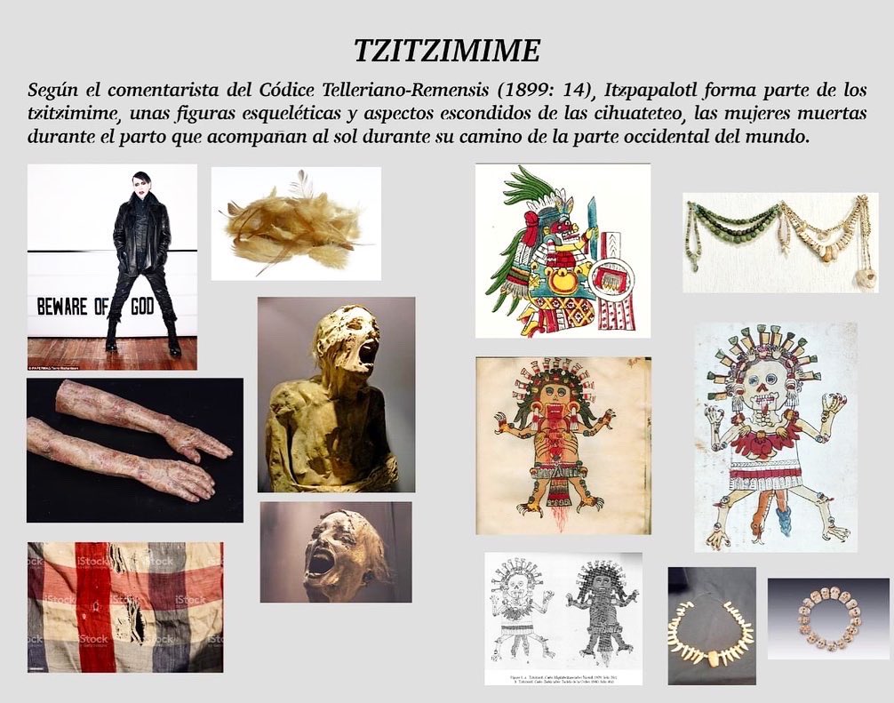 Mictlanthegame's tweet photo. The Tzizimine represented nocturnal deities whose purpose was to devour humanity at the end of the Fifth Sun. It was said that they would descend from the sky at night and stalk the little kids, they would also appear in the eclipses to eat the sun and swallow humanity. https://t.co/O2F8DI238k