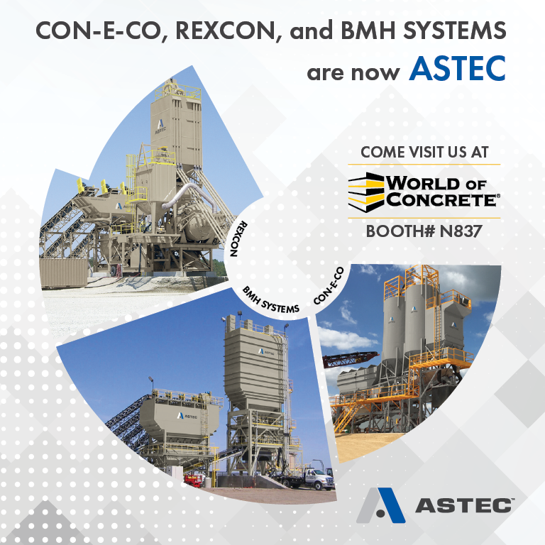 RexCon_Inc's tweet photo. We are now ASTEC!
And we are committed to growing as a partner to the concrete production industry.
Please stop by the #ASTEC Booth #N837 during the World of Concrete on June 8-10 to learn more about the most comprehensive product line for concrete production.

#OneASTEC #WOC2021 https://t.co/6FoC010fzx