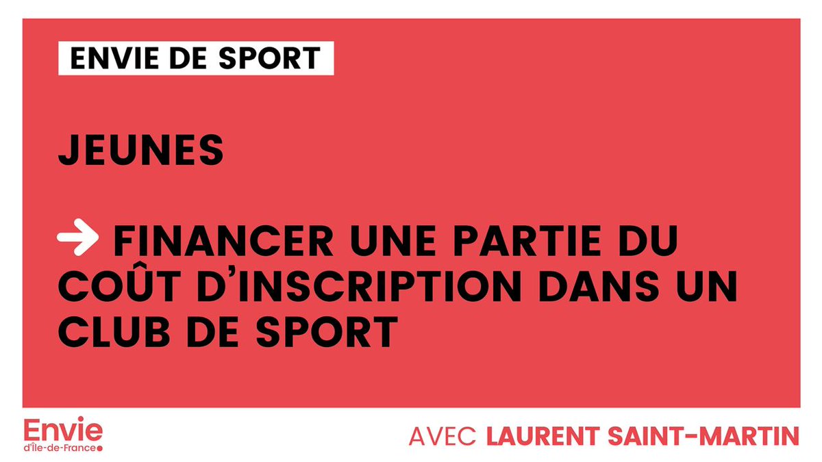 LaurentSMartin's tweet image. Redonner #EnvieIDF, ça passe aussi par le #sport

🟢 Nous financerons une partie du cout d&apos;inscription dans un club de sport pour les jeunes

🔵 Nous ouvrirons les équipements sportifs des lycées les soirs et week-end

Découvrez nos 154 propositions ➜ enviediledefrance.fr/projet-ile-de-…