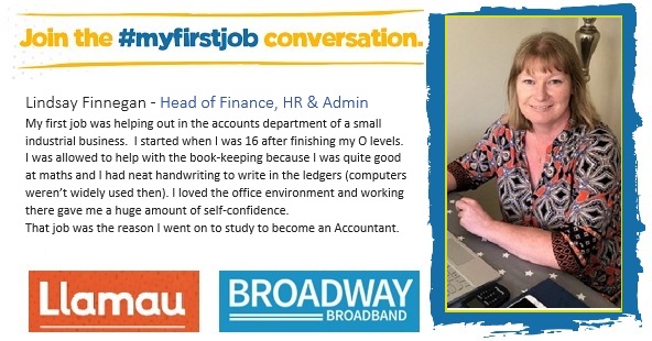 The #MyFirstJob campaign from <a href="/LlamauUK/">Llamau</a> highlights how your first foray into the world of work helped to
shape you into the person you are today - so we're joining in by sharing stories throughout the day from some of our <a href="/broadwayptrs/">Broadway Partners</a> colleagues!