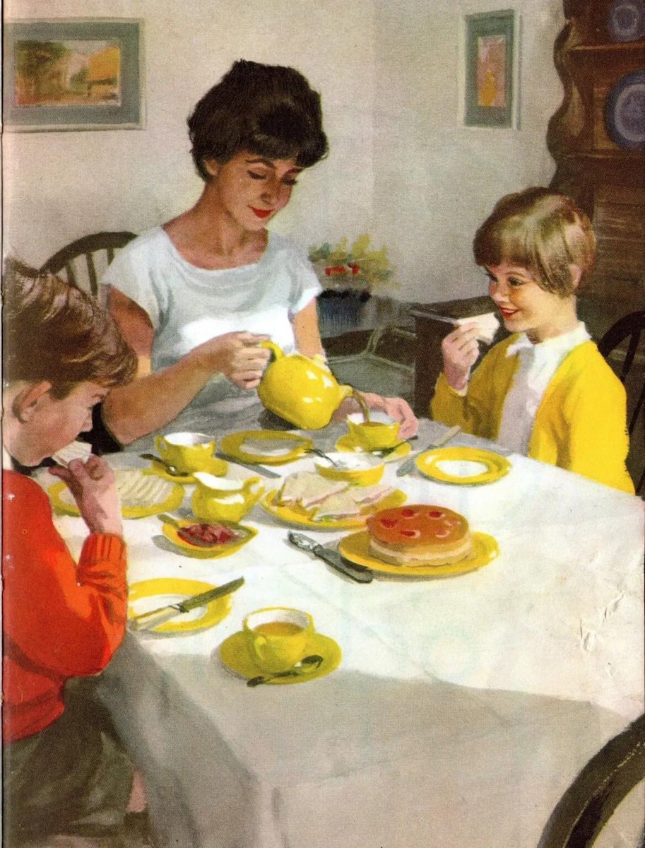 JukiHoki's tweet image. Yang penasaran bapaknya dimana. Ternyata kaleng Khong Guan itu gambar aslinya digambar Harry Wingfield, buat buku anak gitu sekitar 1959. Aslinya makan roti.